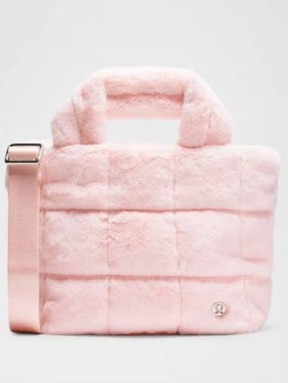Lululemon Quilted Grid Tote Bag in Strawberry Milkshake Plush Fleece